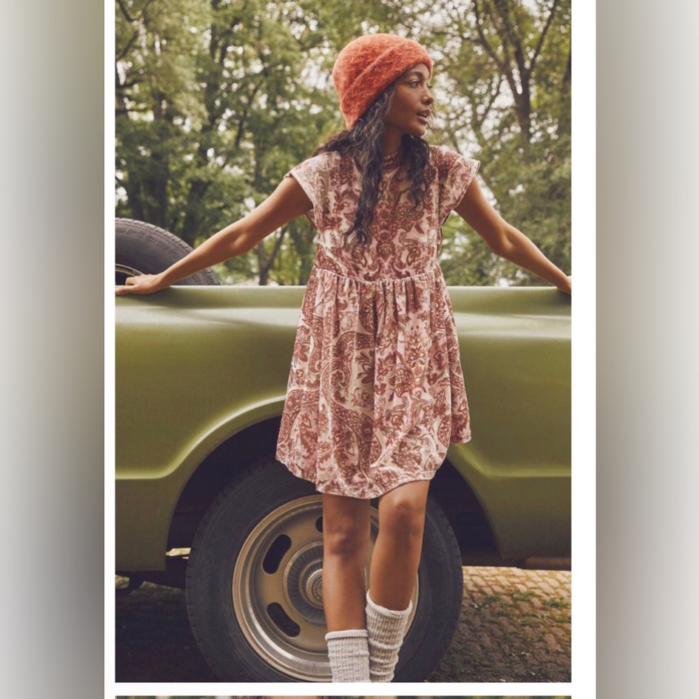 Free people all the time pink velvet sleeveless babydoll dress size small new - Picture 1 of 8